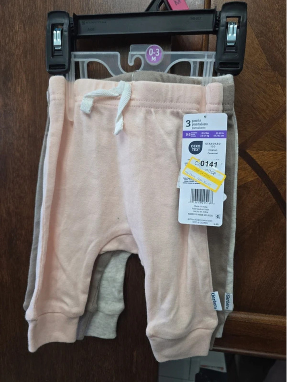 0 to 3m three pairs of gerber pants, item, 141G5